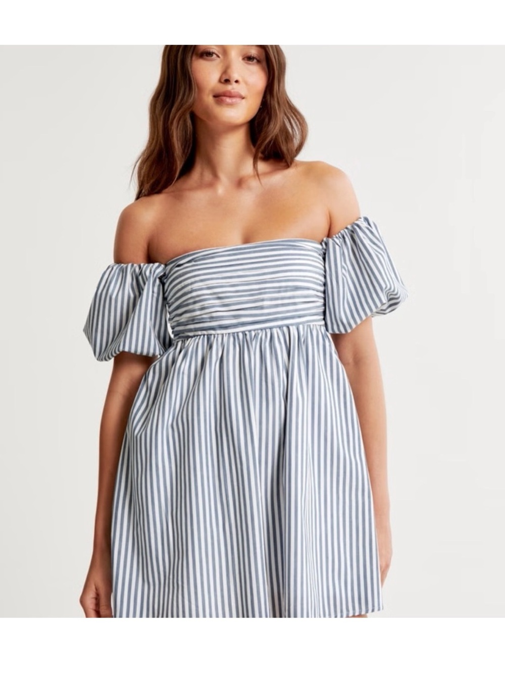 Abercrombie & Fitch Blue and White Striped Strapless Sundress
